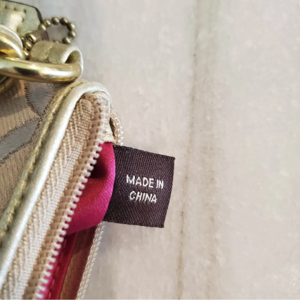 Coach Julia Op Art Gold Metallic Wristlet